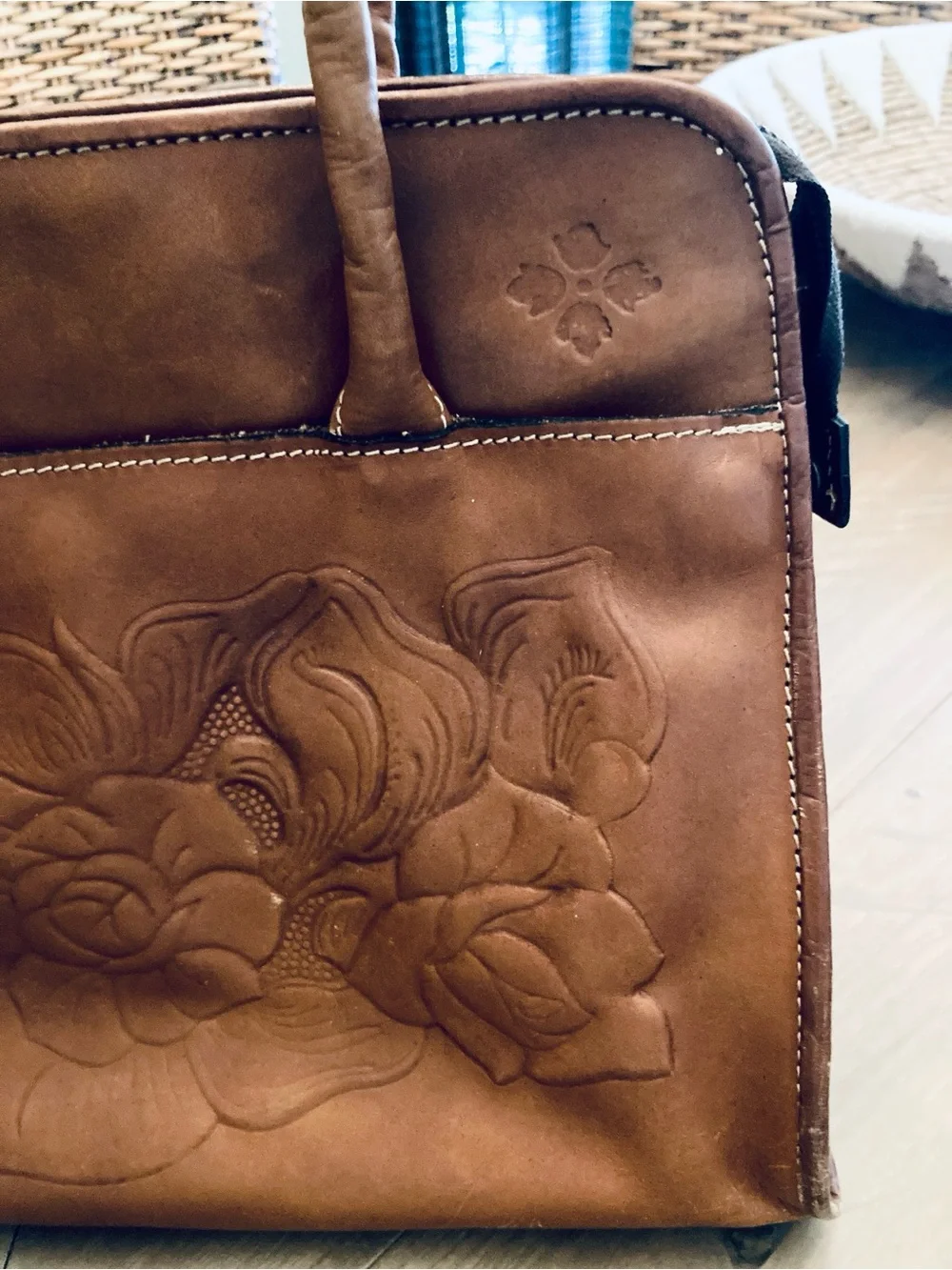 Patricia Nash Paris Large Satchel in Brown Leather